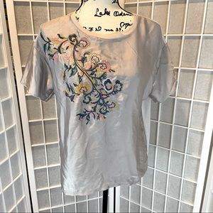 Zara Small Satin Embroidered Front Silver/Gray Top